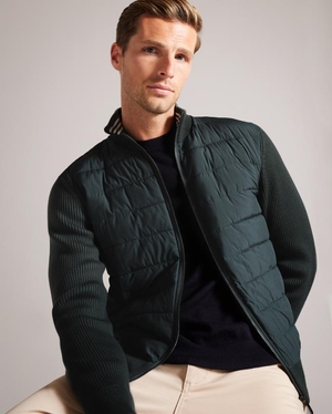 Veste Ted Baker Long Sleeve Quilted Funnel Neck Vert Homme | ZTG-03927716